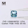 1,27ct FIG Cushion Cut VVS laboratório criado diamante azul 6,55X5,93X3,97MM