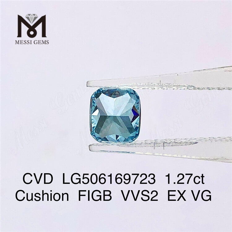 1,27ct FIG Cushion Cut VVS laboratório criado diamante azul 6,55X5,93X3,97MM