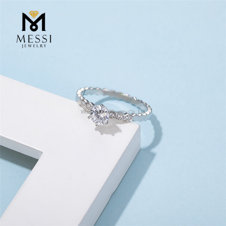 Fabricante de joias chinês configuração de pino moissanite anel feminino prata esterlina 925 anel de joias