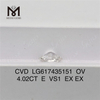 4.02CT E VS1 CVD OV laboratório feito diamantes LG617435151丨Messigems