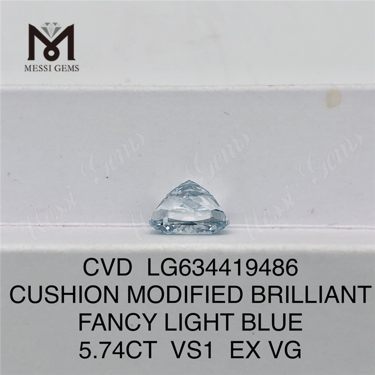 5.74CT ALMOFADA MODIFICADA BRILHANTE FANCY AZUL CLARO Diamantes Simulados VS1 EX VG CVD LG634419486