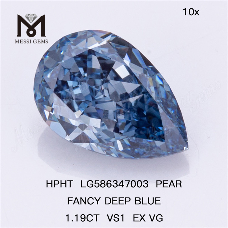1.19CT VS1 PEAR FANCY DEEP BLUE EX VG HPHT Azul Hpht Diamante Custo LG586347003