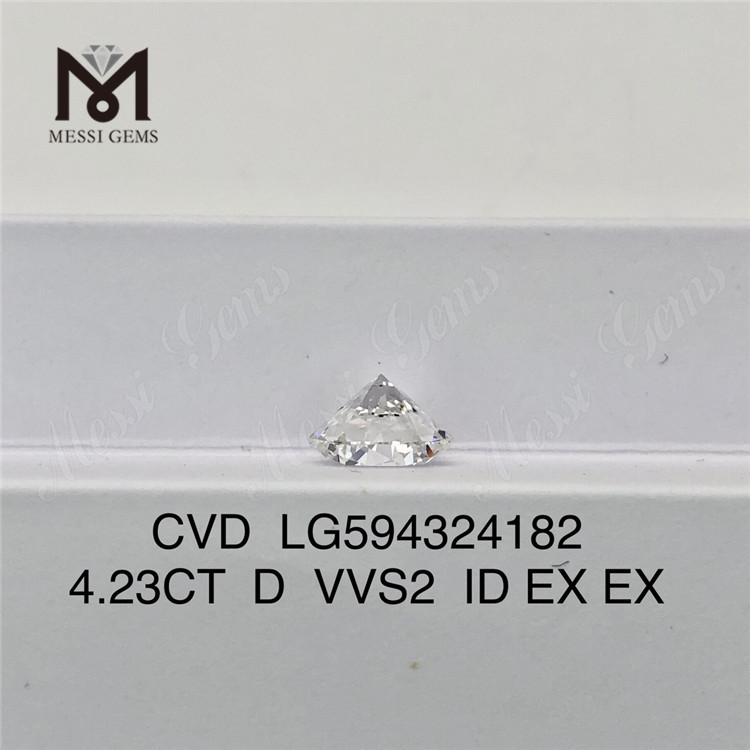 4.23CT D VVS2 ID EX EX redondo cvd diamante cultivado em laboratório Acessível LG594324182丨Messigems