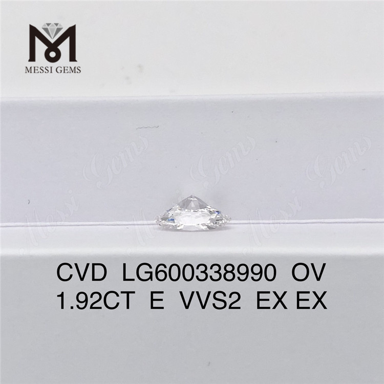 1.92CT E VVS2 EX EX OV diamante cultivado em laboratório cvd LG600338990 Eco-Friendly丨Messigems 