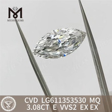 Diamantes de laboratório de 3,08 quilates E VVS2 MQ CVD IGI Certified Sparkle丨Messigems LG611353530