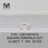 Diamantes certificados IGI 10,23 ct F VS1 SQUARE EMERALD CUT CVD LG614321612 丨Messigems