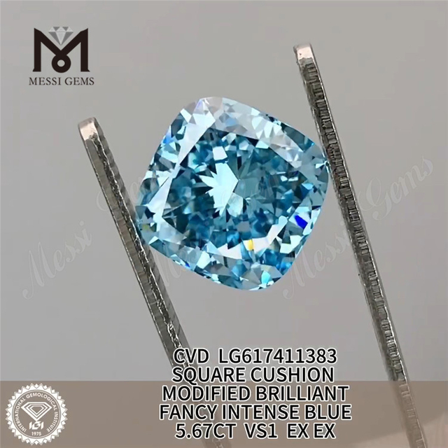 5.67CT VS1 EX EX ALMOFADA FANCY INTENSE AZUL CVD Lab Diamond LG617411383 