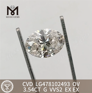 3.54CT G VVS2 OV diamante cultivado em laboratório CVD LG478102493 丨Messigems