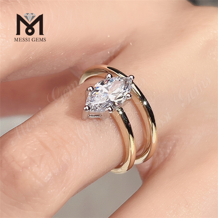 anel de noivado de joias personalizadas ouro 14 k grande quilates anel de diamante corte marquise