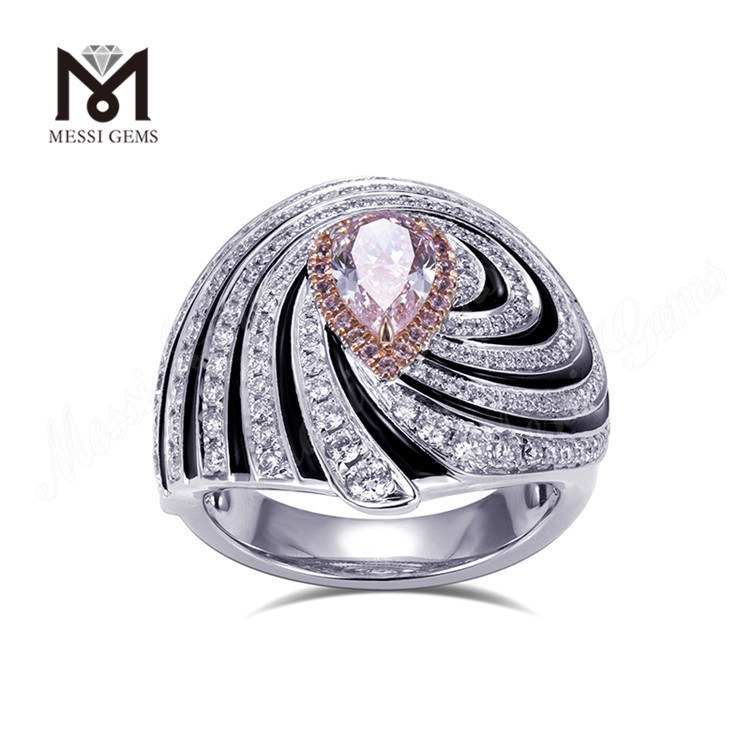 O fascínio do anel de diamante em forma de pêra com diamante rosa cultivado em laboratório de 2 quilates