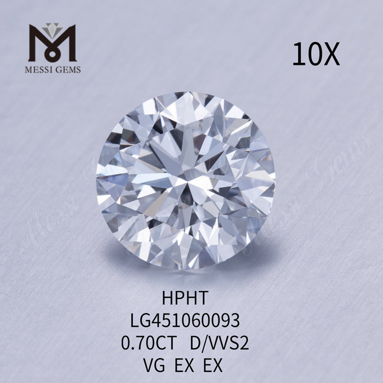 0,7 quilates HPHT D VVS2 MUITO BOM Diamantes redondos feitos em laboratório
