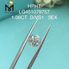 Diamantes de laboratório de grau de corte HPHT D VS1 RD EX de 1,06 ct