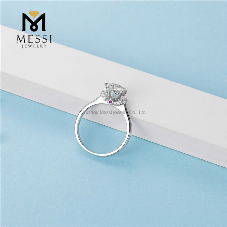 Wuzhou 1ct moissanite anel de diamante banhado a ouro branco anel de prata esterlina 925