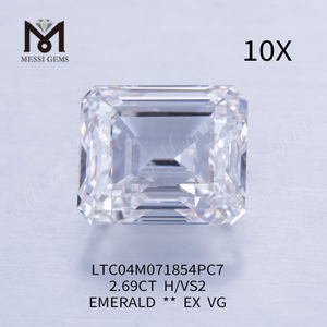 Diamante de corte esmeralda criado em laboratório H VS2 de 2,69 quilates