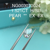 H SI1 PEAR diamantes cultivados em laboratório 1,521 ct