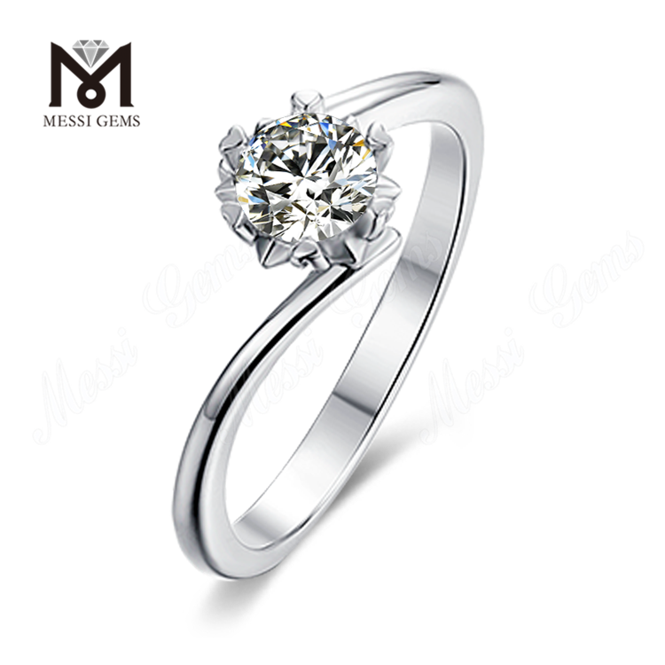 Messi Gems 1 quilate moissanite diamante 925 anéis de noivado em prata de lei