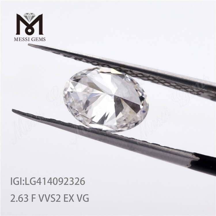 2,63 ct VVS2 F EX diamante cultivado em laboratório OVAL cvd diamantes para venda