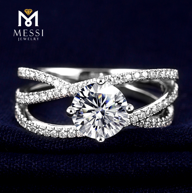 Novos designs torção de ouro 14k sólido moissanite diamante anel de casamento para mulheres