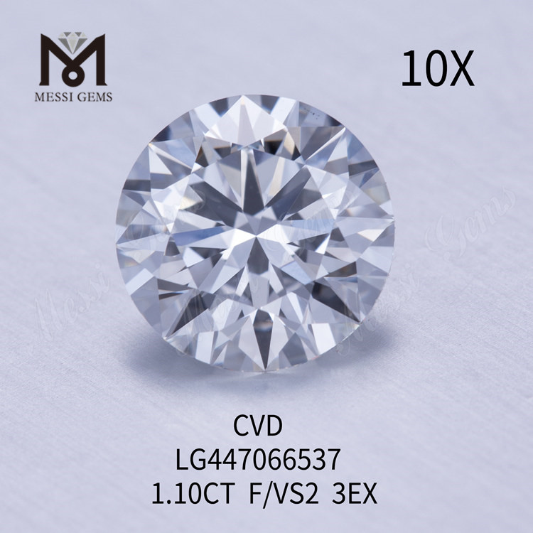 1,10 quilates F VS2 Redondo BRILLIANT EX Cut HPHT diamantes de laboratório