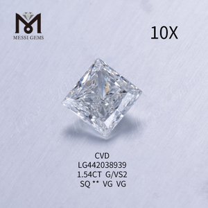 1,54 quilates G VS2 diamante criado em laboratório VG com corte princesa