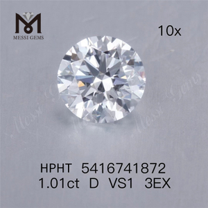 Diamante de laboratório hpht redondo de 1,01 ct atacado D VS 3EX diamante feito pelo homem à venda