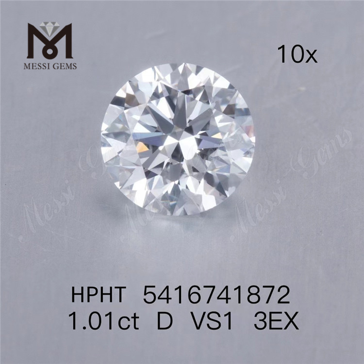 Diamante de laboratório hpht redondo de 1,01 ct atacado D VS 3EX diamante feito pelo homem à venda