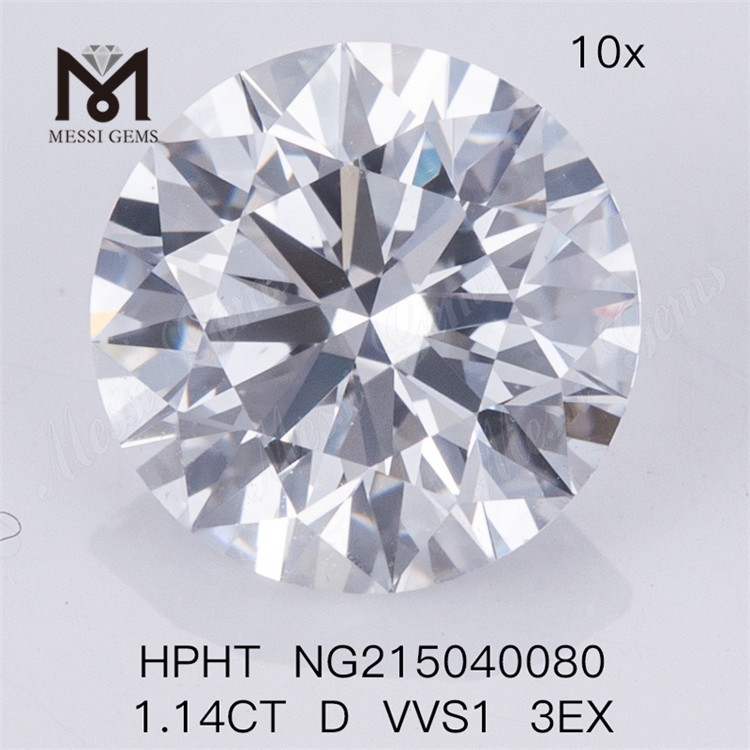 Diamantes de laboratório HPHT D 3EX vvs formato redondo de 1,14 ct