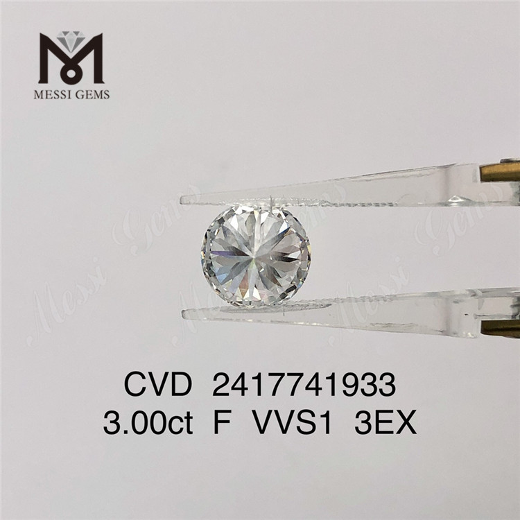 Diamante de laboratório 3CT F 3EX diamante cultivado em laboratório cvd em forma redonda à venda