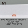 1.02CT RADIANT FANTY PINK CVD diamante VS2 EX VG diamante de laboratório AGL22080768 
