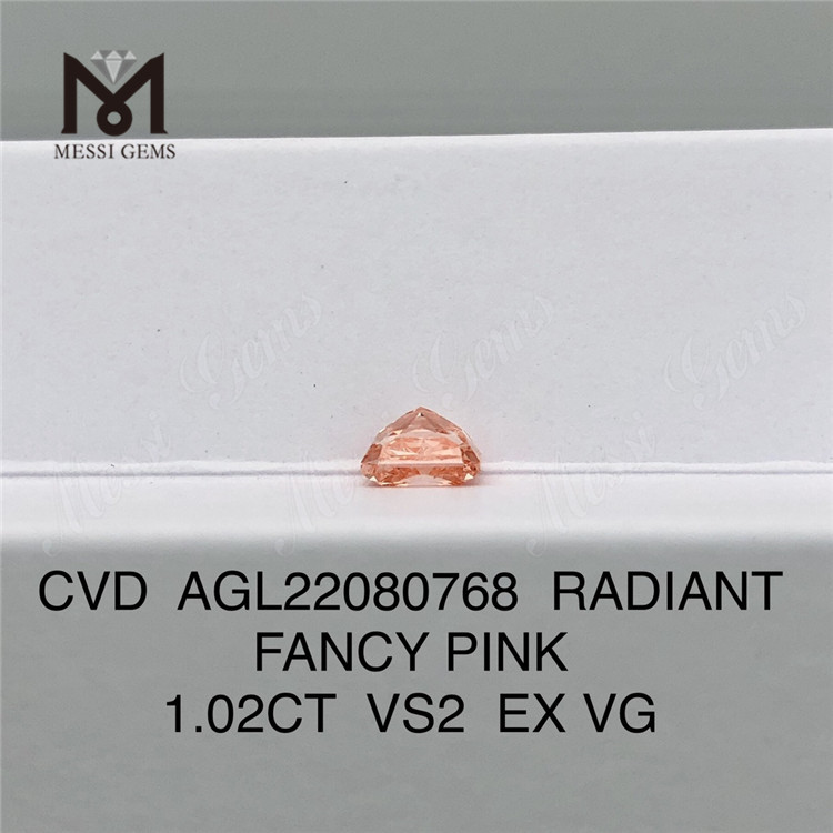 1.02CT RADIANT FANTY PINK CVD diamante VS2 EX VG diamante de laboratório AGL22080768 