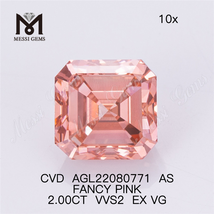 2.00CT FANTÁSTICO ROSA VVS2 EX VG CVD AS diamante de laboratório AGL22080771