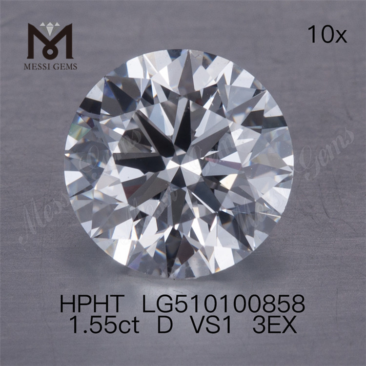 Diamante de laboratório hpht solto de 1,55 ct D vvs à venda diamante de laboratório 3EX em forma redonda