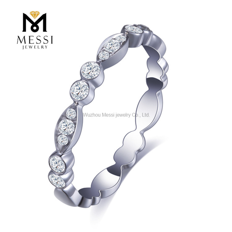 Conjunto de bisel de ouro 18K Moissanite anel de ouro branco Moissanite anéis de noivado para mulheres