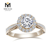 ouro branco amarelo ouro 14 K 18 K em forma de flor fashion HPHT Lab Craeted anel de diamante