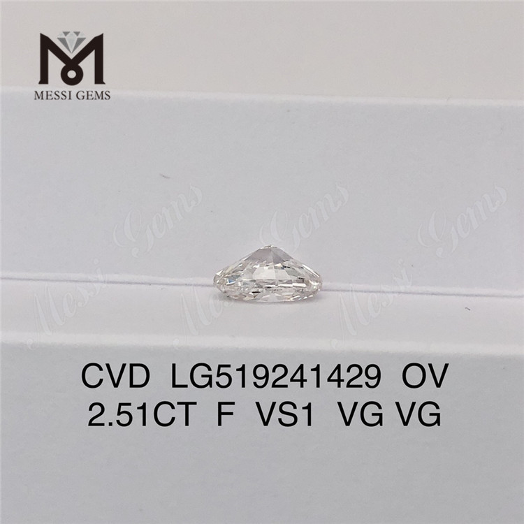 2.51CT F VS1 VG VG diamante cultivado em laboratório CVD OVAL diamante de laboratório 