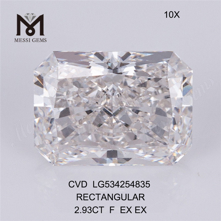 Diamante cvd de corte retangular de 2,93 ct F Lab Diamond IGI Certificate