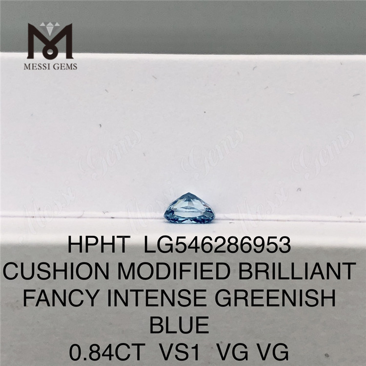 0,84 CT CUSHION cut GREENISH BLUE VS1 VG VG laboratório diamante HPHT LG546286953
