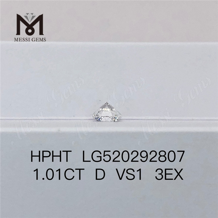 1.01Ct D VS1 3EX corte redondo HPHT diamante cultivado em laboratório