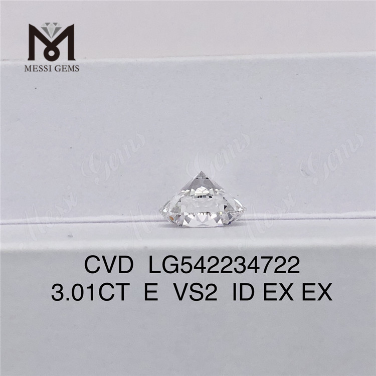 3.01CT E diamantes de laboratório soltos brancos atacados em forma redonda diamantes cultivados masculinos