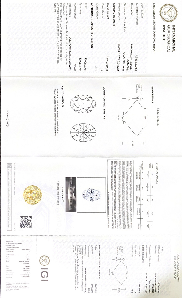 1,89 ct F oval laboratório diamante VS1 ov branco solto diamantes artificiais à venda