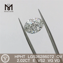 2,02 ct E HPHT diamantes sintéticos ovais soltos de laboratório preço de atacado