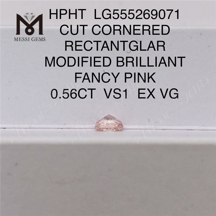 0,56 CT HPHT diamante RETANGLAR FANTÁSTICO ROSA VS1 EX VG diamante cultivado em laboratório LG555269071