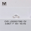 3,09ct F VS1 VG VG CVD Lab Diamonds Certificado OVAL IGI