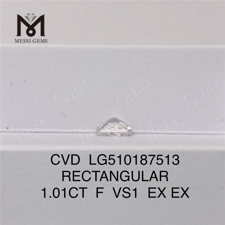 1.01CT RETANGULAR MODIFICADO BRILHANTE Corte F VS1 EX CVD Diamante Cultivado em Laboratório Certificado IGI