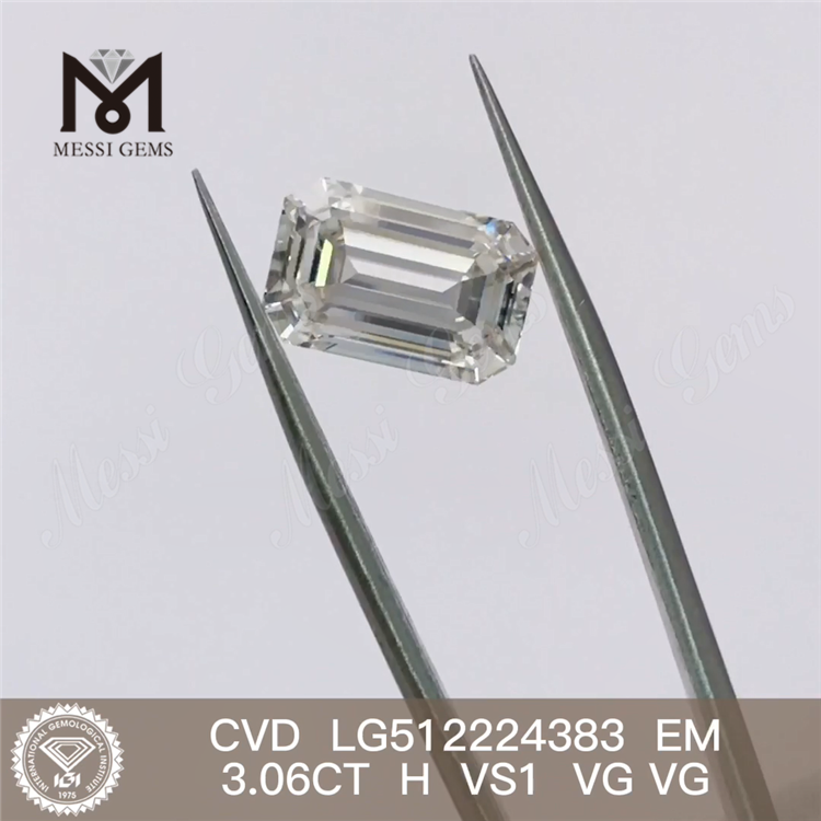 3.06CT H 3ct diamantes sintéticos soltos CORTE ESMERALDA diamantes sintéticos EX VG