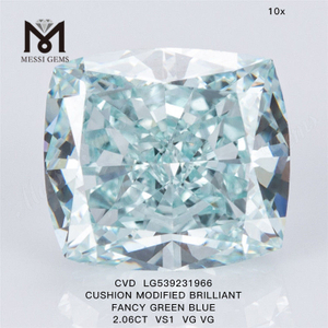 Fornecedores de diamantes cvd de almofada de 2,06 ct por atacado de diamantes verdes azuis cultivados em laboratório