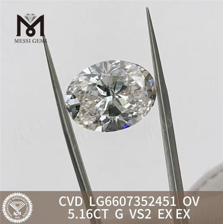 5.16CT G VS2 OV Melhor CVD de diamantes cultivados em laboratório IGI para atacado LG6607352451丨Messigems