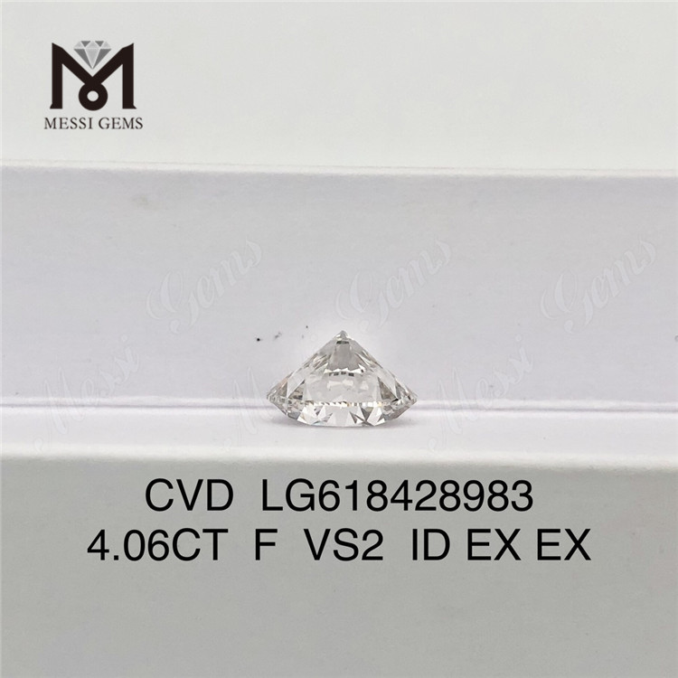  4.06CT F VS2 ID CVD diamantes cultivados em laboratório com corte personalizado丨Messigems LG618428983