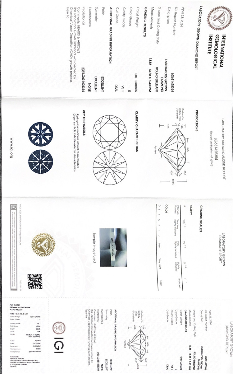 Diamantes cultivados brancos de 10 quilates