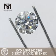 5.35CT D VVS2 ID redondo diamantes cultivados em laboratório CVD LG631425368丨Messigems 